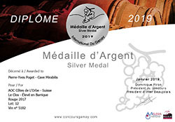 Concours International Du Gamay, mdaille d'argent 2019 (Cliquer ICI)