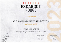 Trophe Escargot rouge - Diplme 4me rang gamme slection - Cave Mirabilis Escargot rouge slection 2022 - Edition 2023