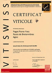 Certificat VitiSwiss cologique (cliquer ICI)